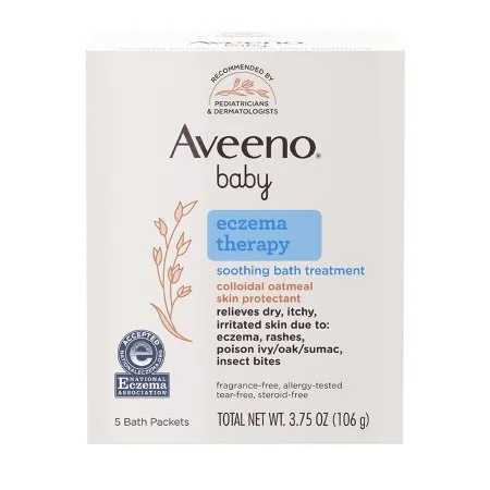 J & J Sales - Aveeno Baby Eczema Therapy - 38137003662 - Bath Additive Aveeno Baby Eczema Therapy 3.75 Oz. Individual Packet Unscented Powder