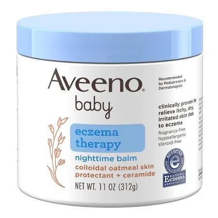 J & J Sales - Aveeno Baby Eczema Therapy Nighttime Balm - 69968002002 - Eczema Cream Aveeno Baby Eczema Therapy Nighttime Balm 11 Oz. Jar Unscented Ointment