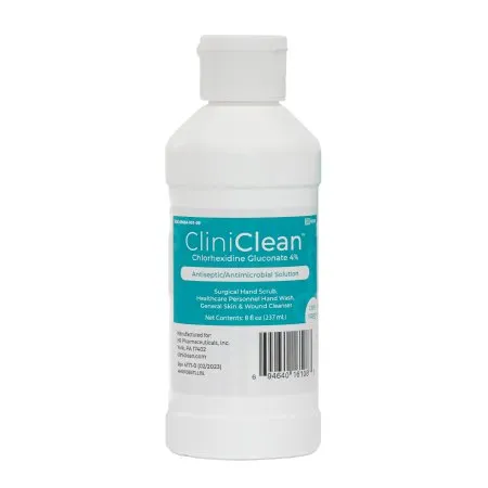 HR Pharmaceuticals - 90208 - CliniClean™ Chlorhexidine Gluconate 4 Antiseptic-Antimicrobial Solution 8oz- Flip-Top Bottle 24-cs