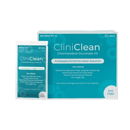 HR Pharmaceuticals - 90515 - CliniClean™ Chlorhexidine Gluconate 4 Antiseptic-Antimicrobial Solution 15ml Packet 50-bx 10bx-cs