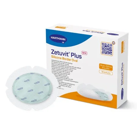 Hartmann - 413908 - Zetuvit Plus Silicone Border Oval SAP Dressing with Silicone adhesive, 5" x 6"