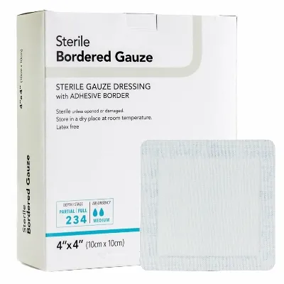 Dermarite - From: 00256 to  256 - Dermarite 00256 Gauze Wound Dressing with Adhesive Border Bordered 6X6 (4X4 Pad)