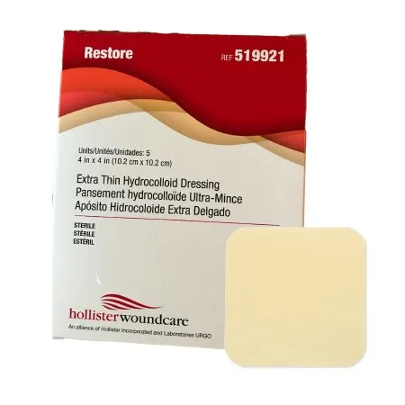 Hollister - Restore Extra Thin - 519921 -  Thin Hydrocolloid Dressing  4 X 4 Inch Square