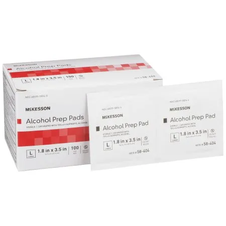 McKesson - From: 58-204 To: 58-404  Alcohol Prep Pad  70% Strength Isopropyl Alcohol Individual Packet Medium Sterile