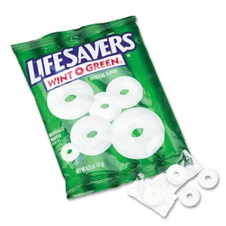 LifeSavers - LFS-88504 - Hard Candy Mints, Wint-o-green, Individually Wrapped, 6.25 Oz Bag