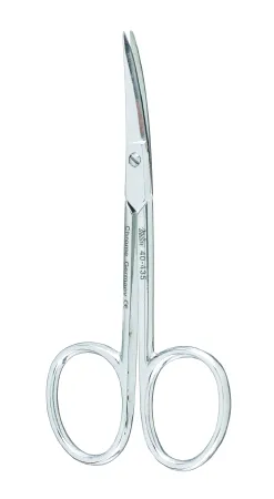 Integra Lifesciences - Miltex - 40-435 - Cuticle Scissors Miltex 3-1/2 Inch Length Or Grade Chrome Plated Carbon Steel Nonsterile Finger Ring Handle Curved Blade Sharp Tip / Sharp Tip