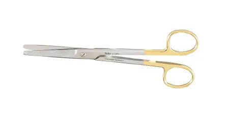 Integra Lifesciences - Miltex - 5-124TC - Dissecting Scissors Miltex Mayo 6-3/4 Inch Length Or Grade German Stainless Steel / Tungsten Carbide Nonsterile Finger Ring Handle Straight Beveled Blades Blunt Tip / Blunt Tip