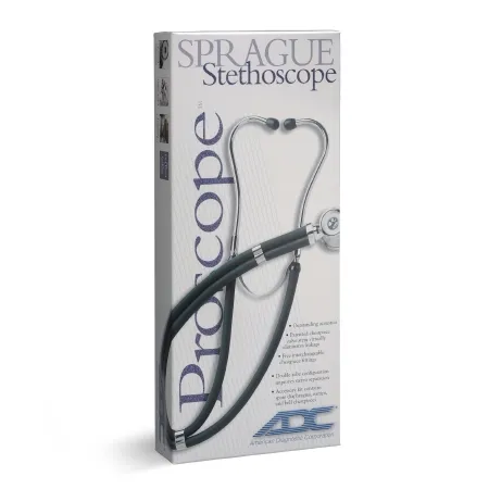 American Diagnostic - Adscope 645 - 645 - Sprague Stethoscope Adscope 645 Black 2-tube 22 Inch Tube Double Sided Chestpiece