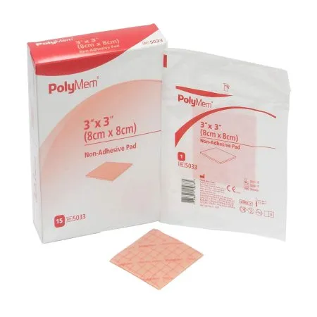 Ferris Coffee & Nut - PolyMem - 5033 - Ferris  Foam Dressing  3 X 3 Inch Without Border Film Backing Nonadhesive Square Sterile
