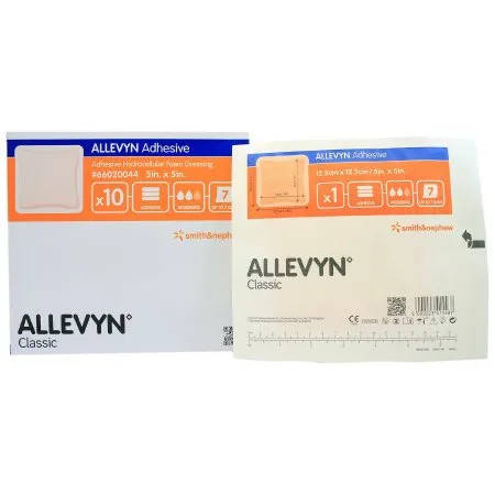 Smith & Nephew - Allevyn Adhesive - 66020044 -  Foam Dressing  5 X 5 Inch With Border Film Backing Adhesive Square Sterile