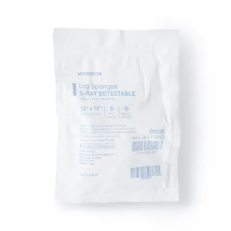 McKesson - 16-2112121 - Surgical Laparotomy Sponge X Ray Detectable Cotton 12 X 12 Inch 5 Count Soft Pack Sterile