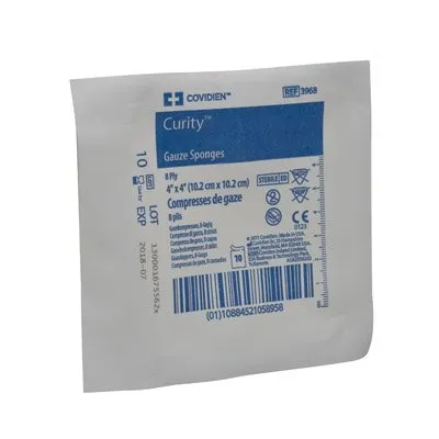 Cardinal - Curity - 3968-- - Gauze Sponge Curity 4 X 4 Inch 10 per Pouch Sterile 8-Ply Square