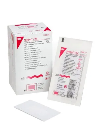3M - 3564 - Medipore Adhesive Dressing Medipore 2 3/8 X 4 Inch Soft Cloth Rectangle White Sterile