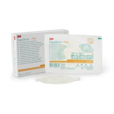 3M - 3587 - Tegaderm Transparent Film Dressing with Pad Tegaderm 3 1/2 X 4 Inch Frame Style Delivery Rectangle Sterile