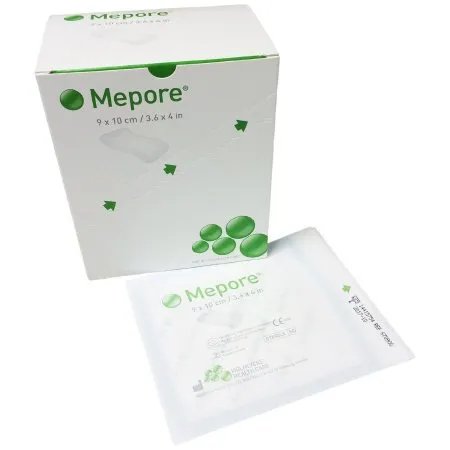 MOLNLYCKE HEALTH CARE - Mepore - 670900 - Molnlycke  Adhesive Dressing  3 3/5 X 4 Inch Nonwoven Spunlace Polyester Rectangle White Sterile