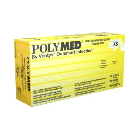 Ventyv - PM101 - Exam Glove, Latex, X-Small (5-5.5), Powder Free (PF), Fully Textured, Natural White, Yellow Dispenser Box, 100/bx, 10 bx/cs (84 cs/plt)