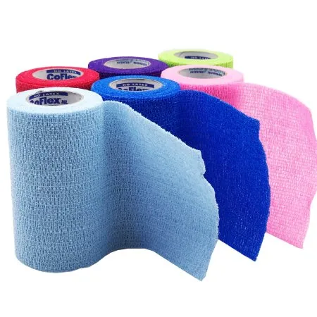Andover Healthcare - CoFlex NL - 5400CP-018 - Andover Coated Products  Cohesive Bandage  4 Inch X 5 Yard Self Adherent Closure Neon Pink / Blue / Purple / Light Blue / Neon Green / Red NonSterile 12 lbs. Tensile Strength