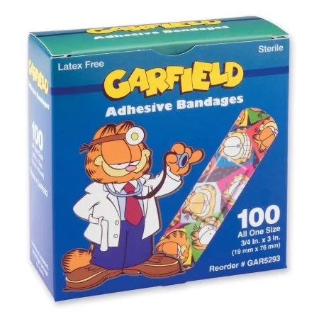 ASO - GAR5293-012-000 - Adhesive Strip 3/4 X 3 Inch Plastic Rectangle Kid Design (Garfield) Sterile