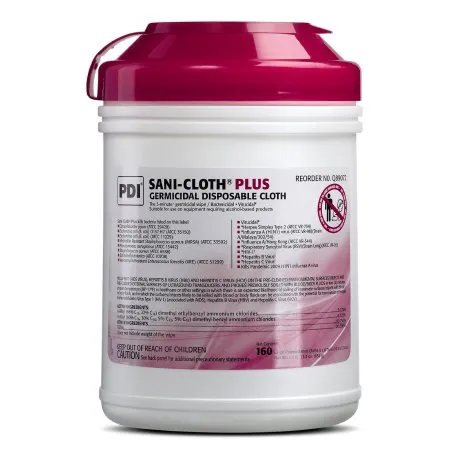 PDI - Professional Disposables - Sani-Cloth Plus - Q89072 - Professional Disposables Sani Cloth Plus Sani Cloth Plus Surface Disinfectant Cleaner Premoistened Germicidal Manual Pull Wipe 160 Count Canister Alcohol Scent NonSterile