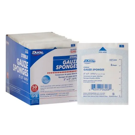 Dukal - 6208 - Gauze Sponge 2 X 2 Inch 2 per Pack Sterile 8 Ply Square