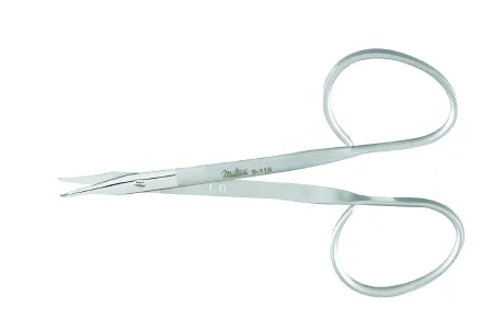 Integra Lifesciences - Miltex - 9-115 - Stitch Scissors Miltex Reeh 3-7/8 Inch Length Or Grade German Stainless Steel Nonsterile Ribbon Style Finger Ring Handle Curved Blade Sharp Tip / Sharp Tip