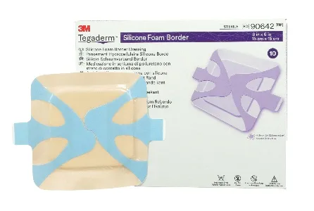 3M - 90641 - Tegaderm Foam Dressing Tegaderm 4 X 4 Inch With Border Film Backing Silicone Adhesive Square Sterile