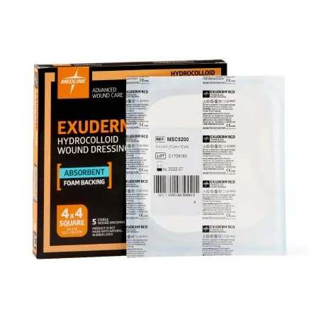 Medline - Exuderm RCD - 5200 - Hydrocolloid Dressing Exuderm RCD 4 X 4 Inch Square