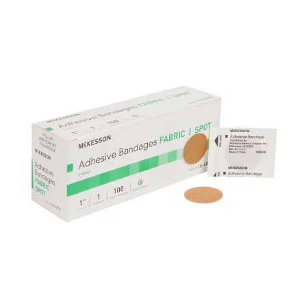 McKesson - 16-4812 - Mckesson 164812 Adhesive Spot Bandage 1 In Fabric Round Tan Sterile Box Of 100
