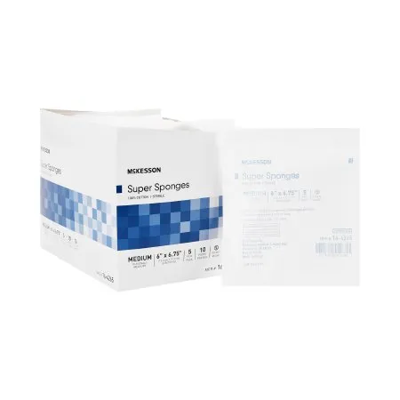 McKesson - 16-4265 - Fluff Dressing 6 X 6 3/4 Inch 5 per Pack Sterile Rectangle