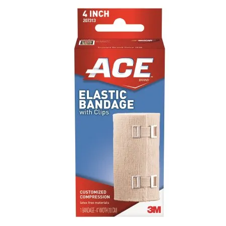 3M - 207313 - ACE Elastic Bandage ACE 4 Inch Width Clip Detached Closure Tan NonSterile Standard Compression