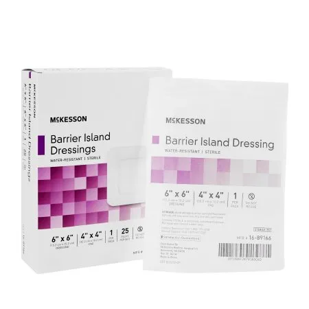 McKesson - 16-89166 - Composite Dressing 6 X 6 Inch Square Sterile Water Resistant Film Backing