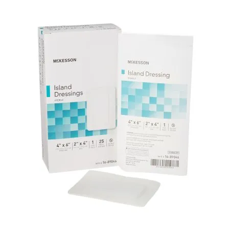 McKesson - 16-89046 - Adhesive Dressing 4 X 6 Inch Polypropylene / Rayon Rectangle White Sterile