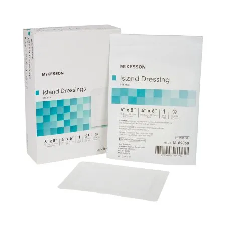 McKesson - 16-89068 - Adhesive Dressing 6 X 8 Inch Polypropylene / Rayon Rectangle White Sterile