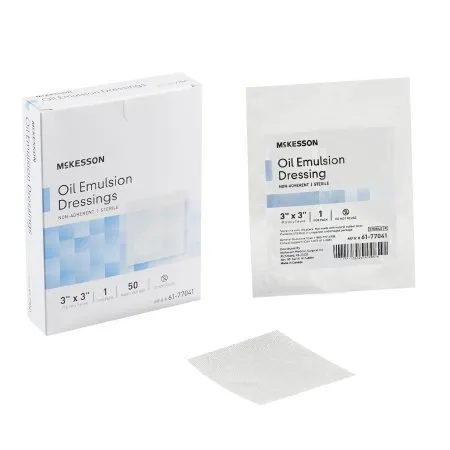 McKesson - 61-77041 - Oil Emulsion Impregnated Dressing Square 3 X 3 Inch Sterile