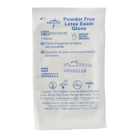 Medline - MDS194136 - Exam Glove Medline Large Sterile Single Latex Standard Cuff Length Fully Textured Beige Not Rated