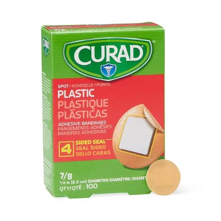 Medline - Curad - NON25501 -  Adhesive Spot Bandage  7/8 Inch Plastic Round Tan Sterile