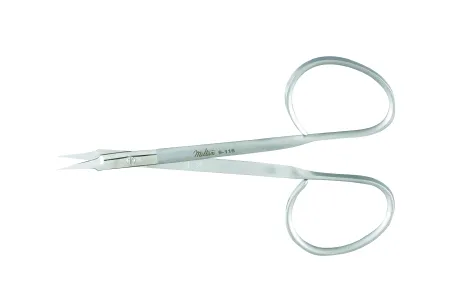 Integra Lifesciences - Miltex - 9-116 - Stitch Scissors Miltex 3-7/8 Inch Length Or Grade German Stainless Steel Nonsterile Ribbon Style Finger Ring Handle Curved Blade Sharp Tip / Sharp Tip