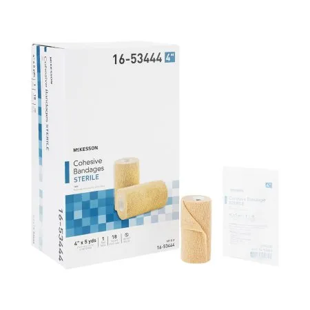 McKesson - 16-53444 - Cohesive Bandage 4 Inch X 5 Yard Self Adherent Closure Tan Sterile Standard Compression