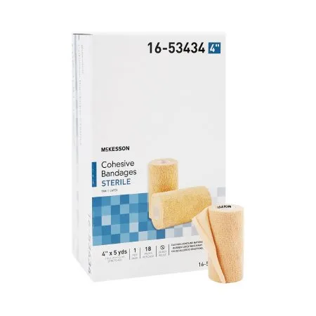 McKesson - 16-53434 - Cohesive Bandage 4 Inch X 5 Yard Self Adherent Closure Tan Sterile Standard Compression