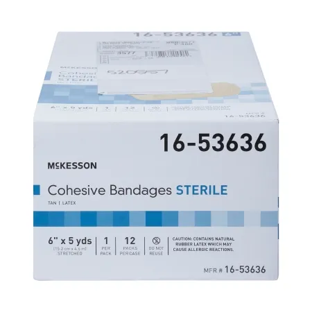 McKesson - 16-53636 - Cohesive Bandage 6 Inch X 5 Yard Self Adherent Closure Tan Sterile Standard Compression