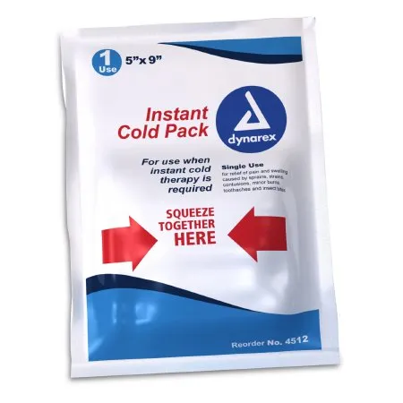 Dynarex - 4512 - Instant Cold Pack General Purpose One Size Fits Most 5 X 9 Inch Plastic / Calcium Ammonium Nitrate / Water Disposable