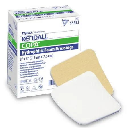 Cardinal - Kendall - 55533 - Foam Dressing Kendall 3 X 3 Inch Without Border Without Film Backing Nonadhesive Square Sterile