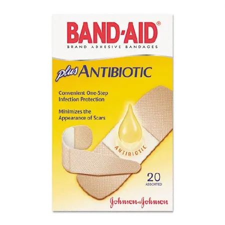 J&J - Band-Aid with Neosporin - 38137005570 - Adhesive Strip Band-Aid with Neosporin 3/4 X 3 Inch / 1 X 3 Inch Plastic s/b Plastic / Neosporin Rectangle Tan Sterile