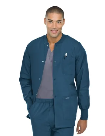 Landau Uniforms - 7551BNPLGE - Warm-up Jacket Navy Blue Large Hip Length 65% Polyester / 35% Cotton Reusable