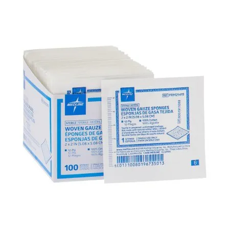 Medline - PRM21419 - Gauze Sponge Medline 2 X 2 Inch 1 per Pack Sterile 12-Ply Square