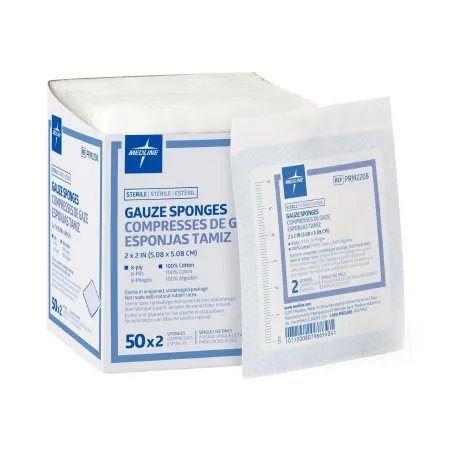 Medline - Caring - PRM2208 - Gauze Sponge Caring 2 X 2 Inch 2 per Pack Sterile 8-Ply Square