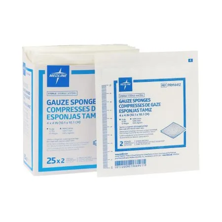 Medline - PRM4412 - Gauze Sponge 4 X 4 Inch 2 per Pack Sterile 12 Ply Square