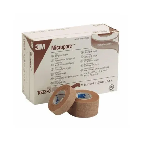 3M - 1533-0 - Micropore Medical Tape Micropore Tan 1/2 Inch X 10 Yard Paper NonSterile