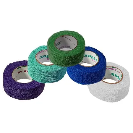 Andover Healthcare - CoFlex NL - 5100RB-030 - Andover Coated Products  Cohesive Bandage  1 Inch X 5 Yard Self Adherent Closure Teal / Blue / White / Purple / Green NonSterile 12 lbs. Tensile Strength