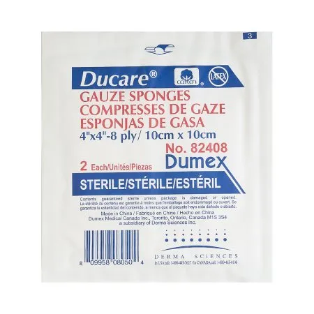 Gentell - Ducare - 82408 - Gauze Sponge Ducare 4 X 4 Inch 2 per Pack Sterile 8-Ply Square